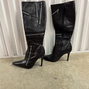 Elegant Black Leather Knee-High Boots